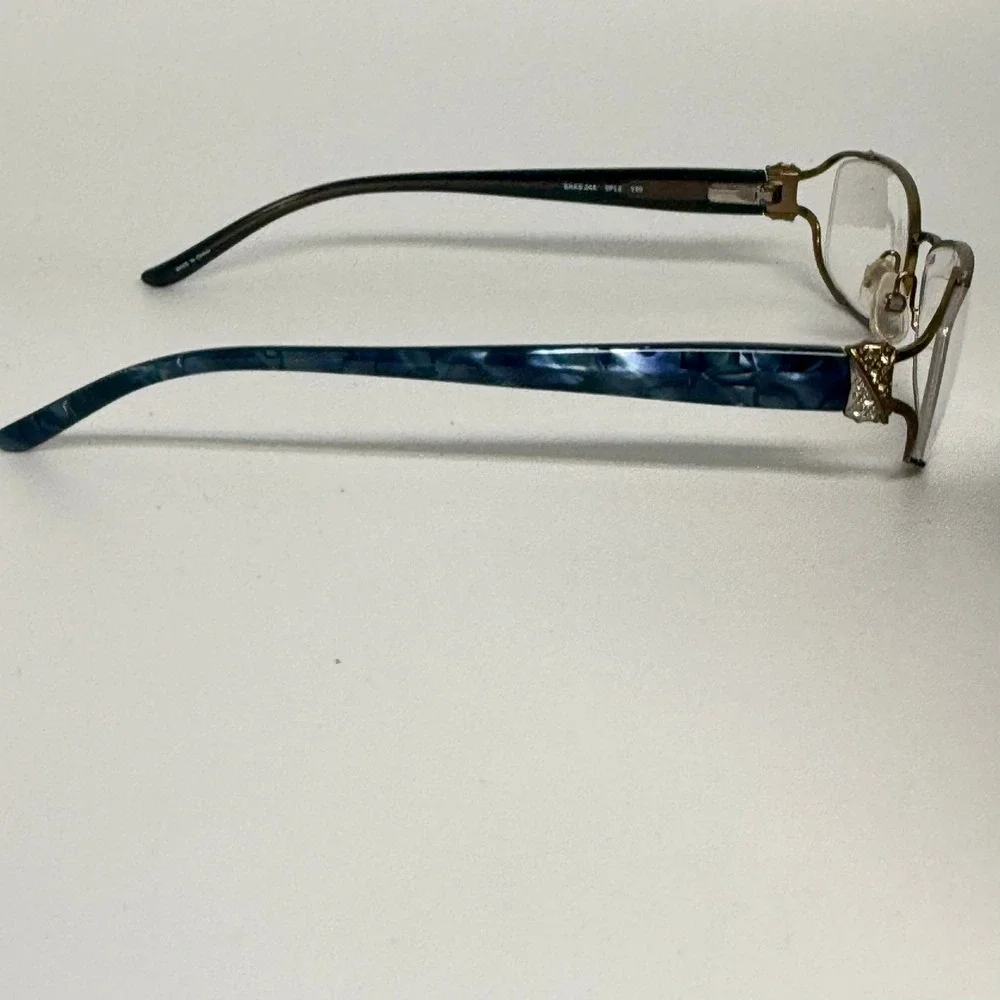 Saks Fifth Avenue 244 0FL2 Stainless Steel Eyeglasses Gold Blue Marble 52-17-130